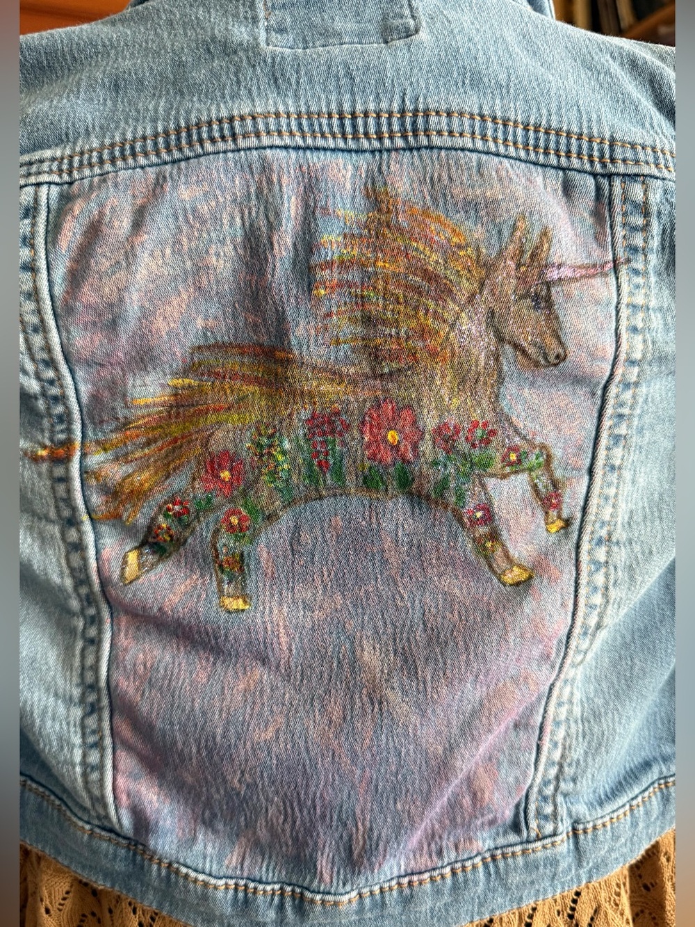 Hand Crafted hand painted Unicorn
Girls 4T Denim Jacket